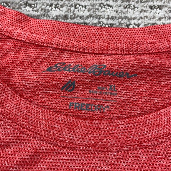 Eddie Bauer Running Shirt Free Dry Long Sleeve Men XL Orange Breathable Meshed - Picture 4 of 9